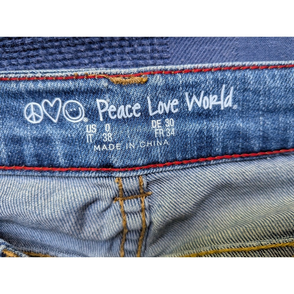 Peace Love World Wide Leg Jeans 0 Boho Distressed Streetwear Frayed Edgy Hippie - Picture 7 of 13